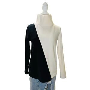 Women's Dudley Stephens Greenpoint Diagonal Turtleneck Fleece Black Cream S